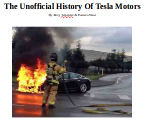 COVER THE UNOFFICIAL TESLA ELON MUSK IS A CROOK AND SCAMMER
Keywords: Rare Earth Mines Of Afghanistan, New America Foundation Corruption, Obama, Obama Campaign Finance, Obama FEC violations, Palo Alto Mafia, Paypal Mafia, Pelosi Corruption, Political bribes, Political Insider,  Eric Schmidts Sex Penthouse, SEC Investigation