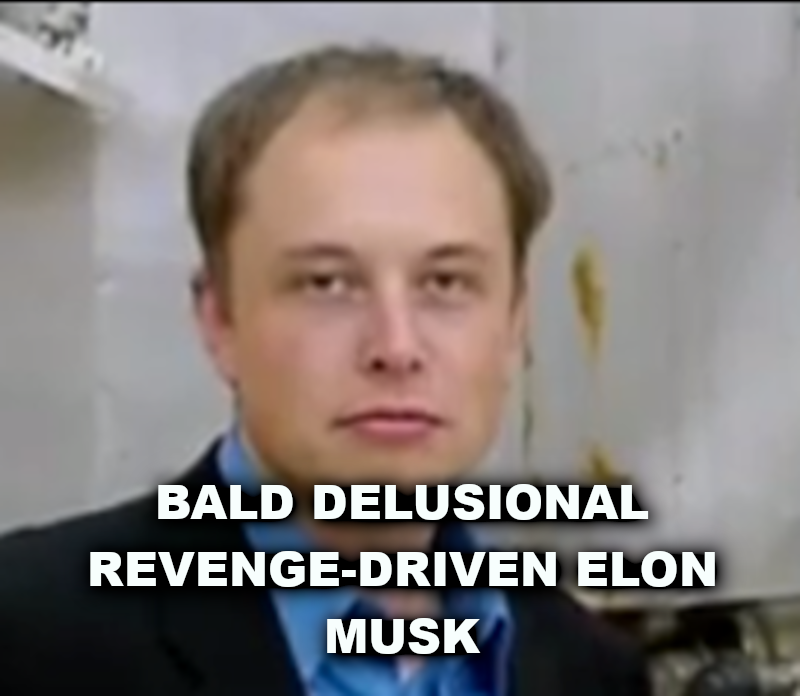 ELON MUSK IS ACTUALLY AS BALD AS A CUE BALL Elon Musk Corruption And Crappy Engineering Make Tesla Cars So Unsafe 
Keywords: Rare Earth Mines Of Afghanistan, New America Foundation Corruption, Obama, Obama Campaign Finance, Obama FEC violations, Palo Alto Mafia, Paypal Mafia, Pelosi Corruption, Political bribes, Political Insider,  Eric Schmidts Sex Penthouse, SEC Investigation