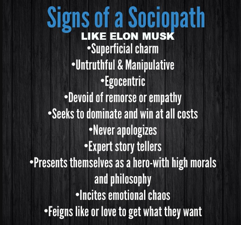 ELON MUSK IS A SOCIOPATH CROOK Elon Musk Corruption And Crappy Engineering Make Tesla Cars So Unsafe 
Keywords: Rare Earth Mines Of Afghanistan, New America Foundation Corruption, Obama, Obama Campaign Finance, Obama FEC violations, Palo Alto Mafia, Paypal Mafia, Pelosi Corruption, Political bribes, Political Insider,  Eric Schmidts Sex Penthouse, SEC Investigation