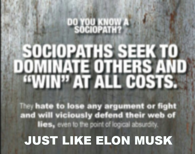 ELON MUSK IS A SOCIOPATH Elon Musk Corruption
Keywords: Rare Earth Mines Of Afghanistan, New America Foundation Corruption, Obama, Obama Campaign Finance, Obama FEC violations, Palo Alto Mafia, Paypal Mafia, Pelosi Corruption, Political bribes, Political Insider,  Eric Schmidts Sex Penthouse, SEC Investigation