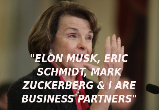 FEINSTEIN-IS-INSANE-ELON-MUSK-IS-A-CROOK-AND-SCAMMER-MUSK-1
Keywords: Rare Earth Mines Of Afghanistan, New America Foundation Corruption, Obama, Obama Campaign Finance, Obama FEC violations, Palo Alto Mafia, Paypal Mafia, Pelosi Corruption, Political bribes, Political Insider,  Eric Schmidts Sex Penthouse, SEC Investigation