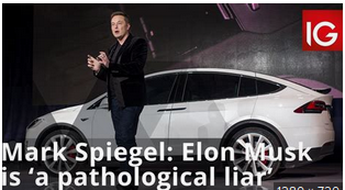 MUSK IS A LIAR AND SOCIOPATH
Keywords: Rare Earth Mines Of Afghanistan, New America Foundation Corruption, Obama, Obama Campaign Finance, Obama FEC violations, Palo Alto Mafia, Paypal Mafia, Pelosi Corruption, Political bribes, Political Insider,  Eric Schmidts Sex Penthouse, SEC Investigation