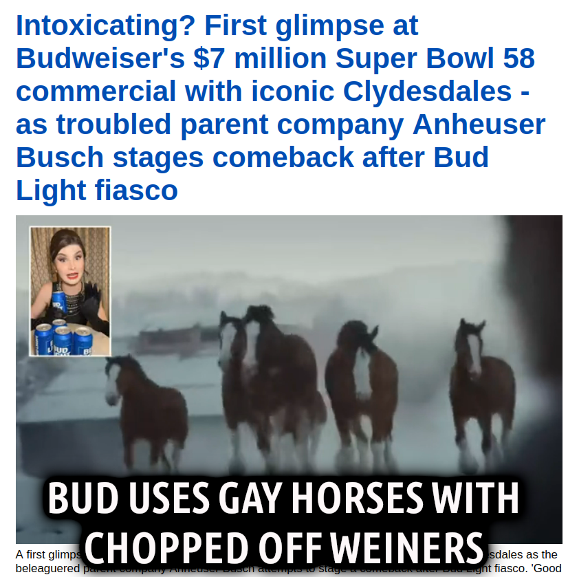 GAY HORSES FOR BUDWEISER
Keywords: Rare Earth Mines Of Afghanistan, New America Foundation Corruption, Obama, Obama Campaign Finance, Obama FEC violations, Palo Alto Mafia, Paypal Mafia, Pelosi Corruption, Political bribes, Political Insider,  Eric Schmidts Sex Penthouse, SEC Investigation