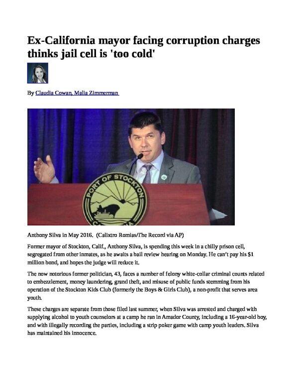 SAN-FRANCISCO-CORRUPTION-CALIFORNIA-CORRUPTION_-Ex-California-mayor-facing-corruption-charges-thinks-jail-cell-is-too-cold-awwwwwww-pdf
Keywords: Rare Earth Mines Of Afghanistan, New America Foundation Corruption, Obama, Obama Campaign Finance, Obama FEC violations, Palo Alto Mafia, Paypal Mafia, Pelosi Corruption, Political bribes, Political Insider,  Eric Schmidts Sex Penthouse, SEC Investigation